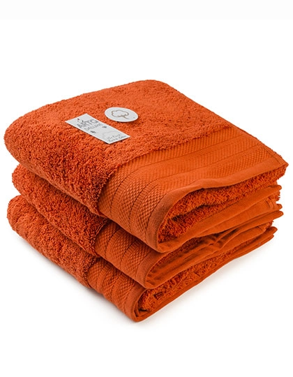 Hand Towel Excellent Deluxe zum Besticken und Bedrucken in der Farbe Brick Red mit Ihren Logo, Schriftzug oder Motiv.