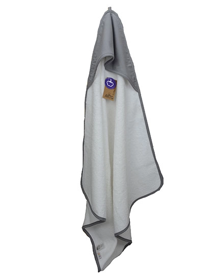 PRINT-Me® Baby Hooded Towel zum Besticken und Bedrucken in der Farbe White-Anthracite Grey-Anthracite Grey mit Ihren Logo, Schriftzug oder Motiv.