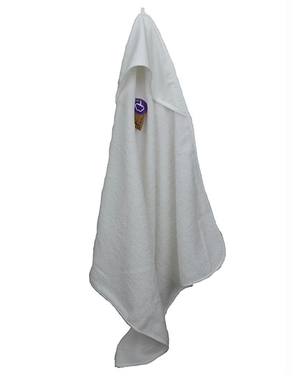 PRINT-Me® Baby Hooded Towel zum Besticken und Bedrucken in der Farbe White-White-White mit Ihren Logo, Schriftzug oder Motiv.