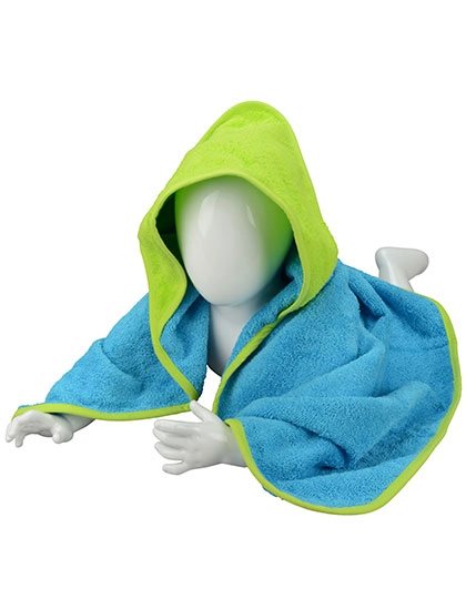 Babiezz® Hooded Towel zum Besticken und Bedrucken in der Farbe Aqua Blue-Lime Green-Lime Green mit Ihren Logo, Schriftzug oder Motiv.