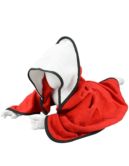 Babiezz® Hooded Towel zum Besticken und Bedrucken in der Farbe Fire Red-White-Black mit Ihren Logo, Schriftzug oder Motiv.