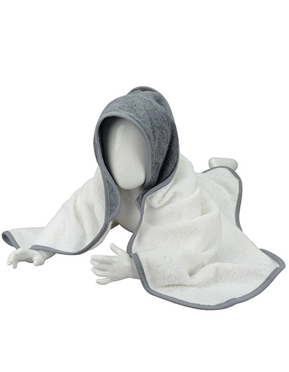 Babiezz® Hooded Towel zum Besticken und Bedrucken in der Farbe White-Anthracite Grey-Anthracite Grey mit Ihren Logo, Schriftzug oder Motiv.