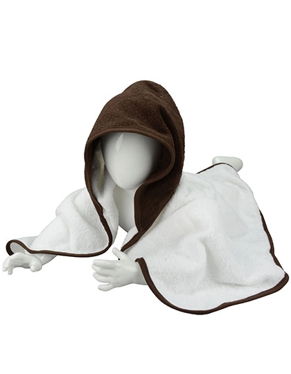Babiezz® Hooded Towel zum Besticken und Bedrucken in der Farbe White-Chocolate Brown-Chocolate Brown mit Ihren Logo, Schriftzug oder Motiv.