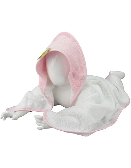 Babiezz® Hooded Towel zum Besticken und Bedrucken in der Farbe White-Light Pink-Light Pink mit Ihren Logo, Schriftzug oder Motiv.