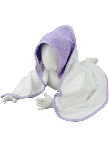 Babiezz® Hooded Towel zum Besticken und Bedrucken in der Farbe White-Light Purple-Light Purple mit Ihren Logo, Schriftzug oder Motiv.