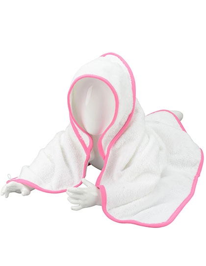 Babiezz® Hooded Towel zum Besticken und Bedrucken in der Farbe White-White-Pink mit Ihren Logo, Schriftzug oder Motiv.