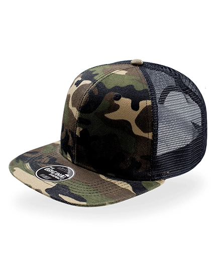 Snap Mesh Cap zum Besticken und Bedrucken in der Farbe Camouflage-Black mit Ihren Logo, Schriftzug oder Motiv.