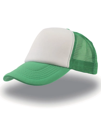 Rapper Cap zum Besticken und Bedrucken in der Farbe White-Green-Green mit Ihren Logo, Schriftzug oder Motiv.