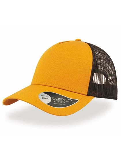 Rapper Cotton Cap zum Besticken und Bedrucken in der Farbe Mustard-Black mit Ihren Logo, Schriftzug oder Motiv.