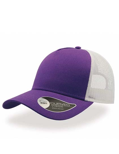 Rapper Cotton Cap zum Besticken und Bedrucken in der Farbe Purple-White mit Ihren Logo, Schriftzug oder Motiv.