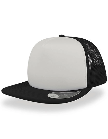 Snap 90S Cap zum Besticken und Bedrucken in der Farbe White-Black mit Ihren Logo, Schriftzug oder Motiv.