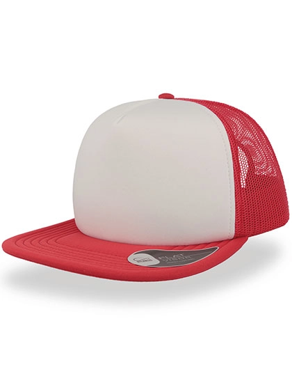 Snap 90S Cap zum Besticken und Bedrucken in der Farbe White-Red mit Ihren Logo, Schriftzug oder Motiv.