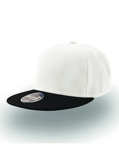Snap Back Cap zum Besticken und Bedrucken in der Farbe White-Black mit Ihren Logo, Schriftzug oder Motiv.