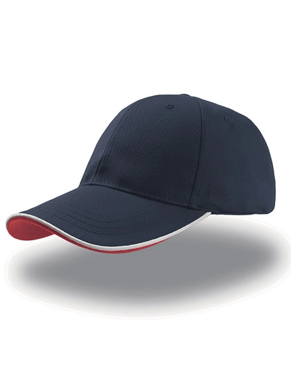 Zoom Piping Sandwich Cap zum Besticken und Bedrucken in der Farbe Navy-White-Red mit Ihren Logo, Schriftzug oder Motiv.