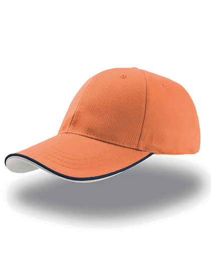 Zoom Piping Sandwich Cap zum Besticken und Bedrucken in der Farbe Orange-Navy-White mit Ihren Logo, Schriftzug oder Motiv.