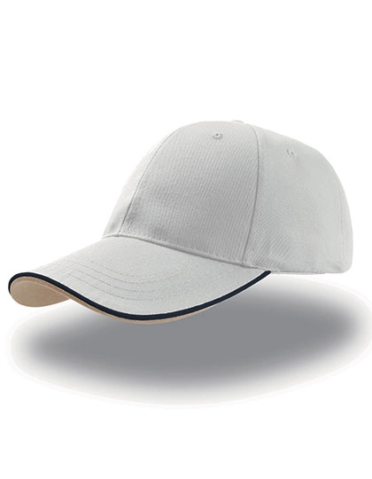 Zoom Piping Sandwich Cap zum Besticken und Bedrucken in der Farbe White-Navy-Khaki mit Ihren Logo, Schriftzug oder Motiv.