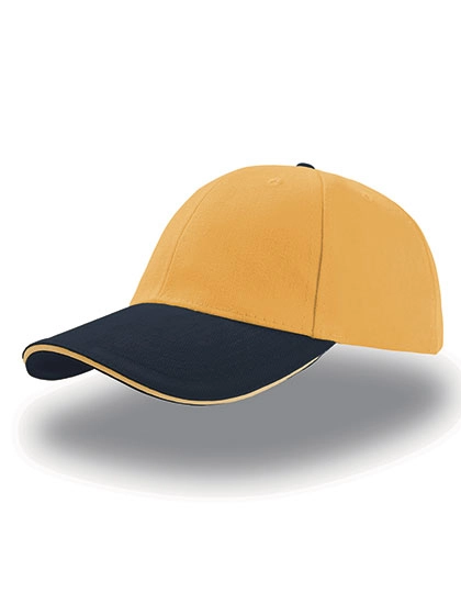 Liberty Sandwich Cap zum Besticken und Bedrucken in der Farbe Yellow-Navy-Yellow mit Ihren Logo, Schriftzug oder Motiv.