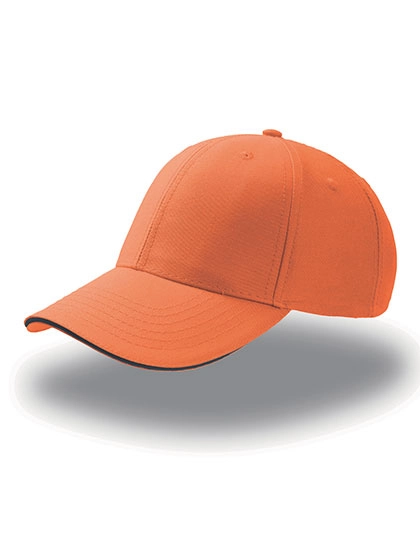 Sport Sandwich Cap zum Besticken und Bedrucken in der Farbe Orange-Navy mit Ihren Logo, Schriftzug oder Motiv.