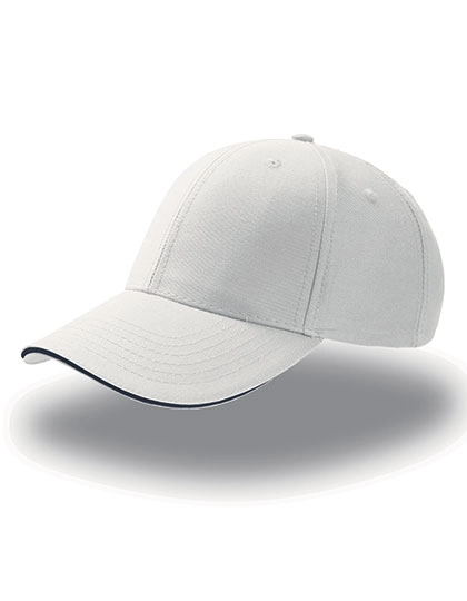 Sport Sandwich Cap zum Besticken und Bedrucken in der Farbe White-Navy mit Ihren Logo, Schriftzug oder Motiv.