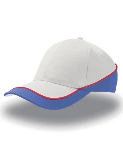 Racing Cap zum Besticken und Bedrucken in der Farbe White-Royal mit Ihren Logo, Schriftzug oder Motiv.