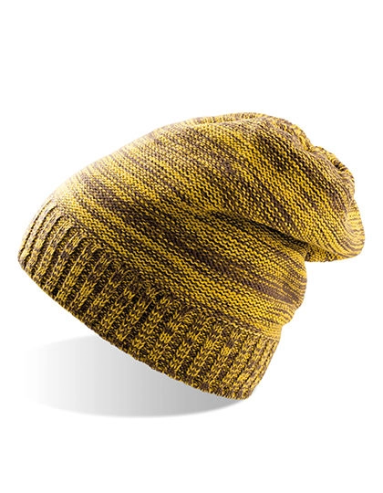 Scratch - Knitted Beanie zum Besticken und Bedrucken in der Farbe Mustard-Brown mit Ihren Logo, Schriftzug oder Motiv.