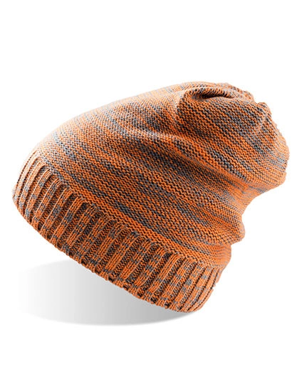 Scratch - Knitted Beanie zum Besticken und Bedrucken in der Farbe Orange-Grey mit Ihren Logo, Schriftzug oder Motiv.