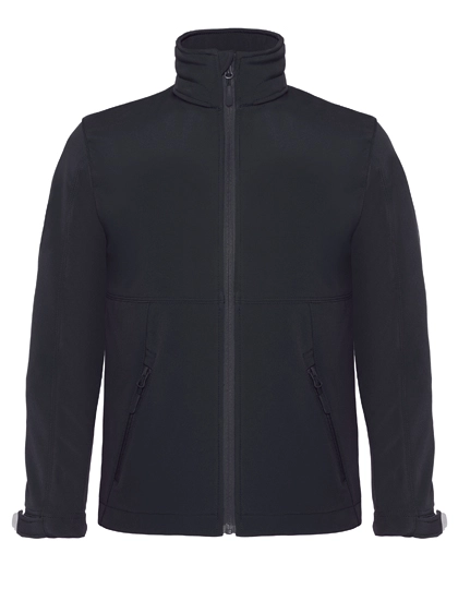 Kids´ Hooded Softshell Jacket zum Besticken und Bedrucken in der Farbe Black mit Ihren Logo, Schriftzug oder Motiv.