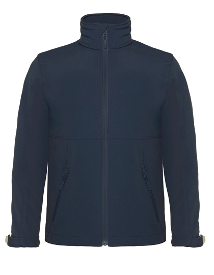 Kids´ Hooded Softshell Jacket zum Besticken und Bedrucken in der Farbe Navy mit Ihren Logo, Schriftzug oder Motiv.