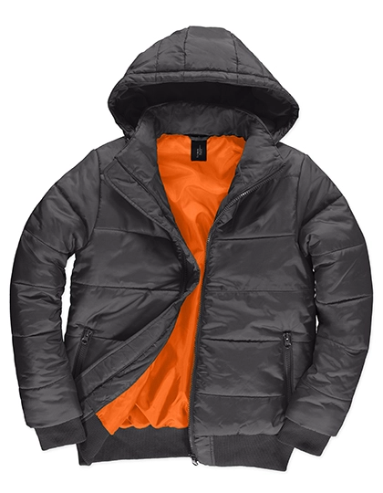 Men´s Jacket Superhood zum Besticken und Bedrucken in der Farbe Dark Grey (Solid)-Neon Orange mit Ihren Logo, Schriftzug oder Motiv.