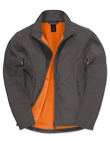 Men´s Jacket Softshell ID.701 zum Besticken und Bedrucken in der Farbe Dark Grey (Solid)-Neon Orange mit Ihren Logo, Schriftzug oder Motiv.