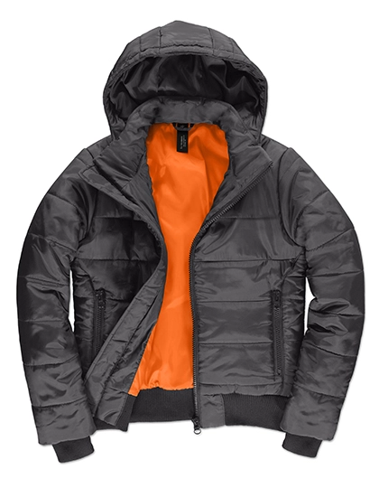 Women´s Jacket Superhood zum Besticken und Bedrucken in der Farbe Dark Grey (Solid)-Neon Orange mit Ihren Logo, Schriftzug oder Motiv.