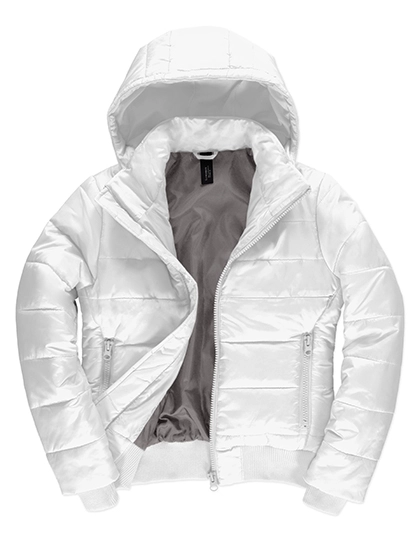 Women´s Jacket Superhood zum Besticken und Bedrucken in der Farbe White-Warm Grey mit Ihren Logo, Schriftzug oder Motiv.