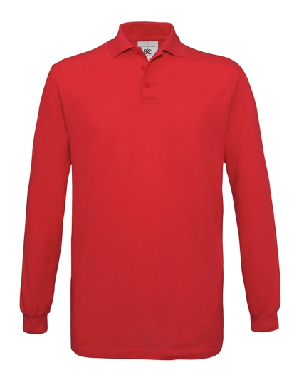 Unisex Polo Safran Long Sleeve zum Besticken und Bedrucken in der Farbe Red mit Ihren Logo, Schriftzug oder Motiv.