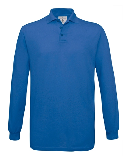 Unisex Polo Safran Long Sleeve zum Besticken und Bedrucken in der Farbe Royal Blue mit Ihren Logo, Schriftzug oder Motiv.