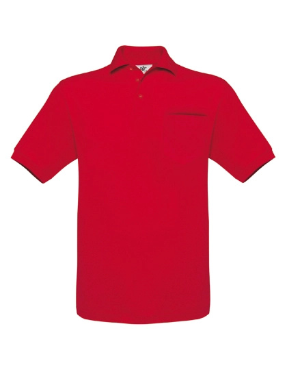 Unisex Polo Safran Pocket zum Besticken und Bedrucken in der Farbe Red mit Ihren Logo, Schriftzug oder Motiv.