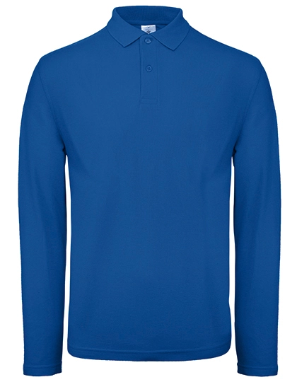 Men´s Long Sleeve Polo ID.001 zum Besticken und Bedrucken in der Farbe Royal Blue mit Ihren Logo, Schriftzug oder Motiv.