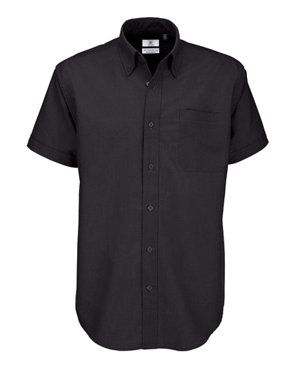 Men´s Shirt Oxford Short Sleeve zum Besticken und Bedrucken in der Farbe Black mit Ihren Logo, Schriftzug oder Motiv.