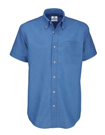 Men´s Shirt Oxford Short Sleeve zum Besticken und Bedrucken in der Farbe Blue Chip mit Ihren Logo, Schriftzug oder Motiv.