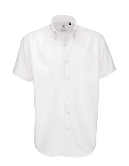 Men´s Shirt Oxford Short Sleeve zum Besticken und Bedrucken in der Farbe White mit Ihren Logo, Schriftzug oder Motiv.