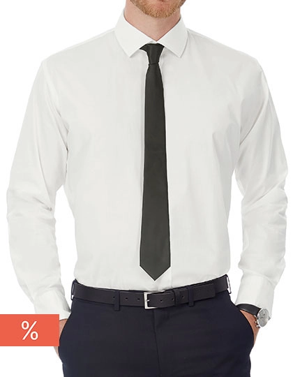 Men´s Poplin Shirt Black Tie Long Sleeve zum Besticken und Bedrucken mit Ihren Logo, Schriftzug oder Motiv.