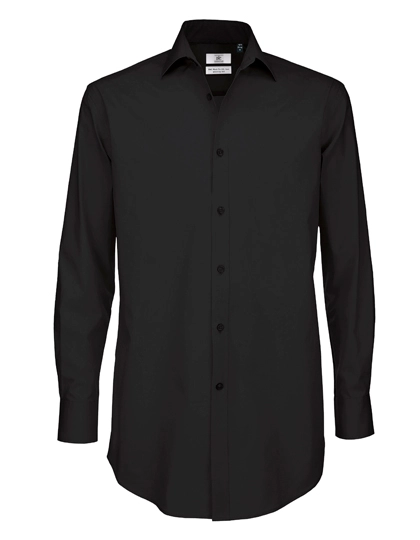Men´s Poplin Shirt Black Tie Long Sleeve zum Besticken und Bedrucken in der Farbe Black mit Ihren Logo, Schriftzug oder Motiv.