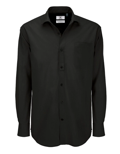 Men´s Poplin Shirt Heritage Long Sleeve zum Besticken und Bedrucken in der Farbe Black mit Ihren Logo, Schriftzug oder Motiv.