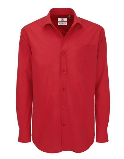 Men´s Poplin Shirt Heritage Long Sleeve zum Besticken und Bedrucken in der Farbe Deep Red mit Ihren Logo, Schriftzug oder Motiv.