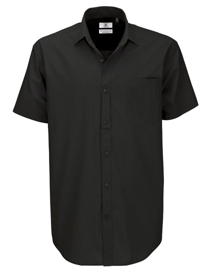 Men´s Poplin Shirt Heritage Short Sleeve zum Besticken und Bedrucken in der Farbe Black mit Ihren Logo, Schriftzug oder Motiv.