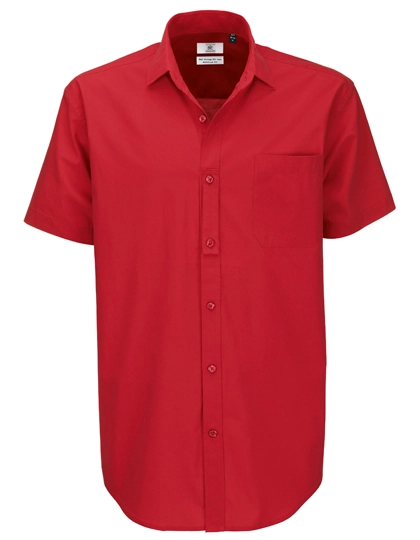 Men´s Poplin Shirt Heritage Short Sleeve zum Besticken und Bedrucken in der Farbe Deep Red mit Ihren Logo, Schriftzug oder Motiv.