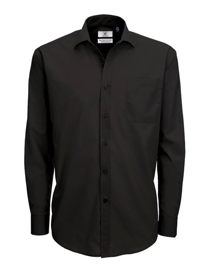 Men´s Poplin Shirt Smart Long Sleeve zum Besticken und Bedrucken in der Farbe Black mit Ihren Logo, Schriftzug oder Motiv.