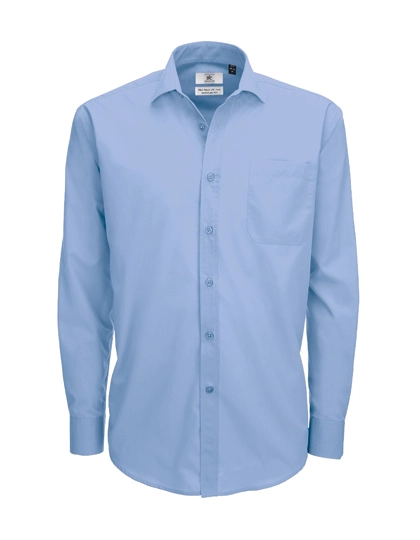 Men´s Poplin Shirt Smart Long Sleeve zum Besticken und Bedrucken in der Farbe Business Blue mit Ihren Logo, Schriftzug oder Motiv.