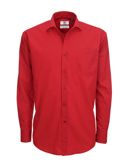 Men´s Poplin Shirt Smart Long Sleeve zum Besticken und Bedrucken in der Farbe Deep Red mit Ihren Logo, Schriftzug oder Motiv.