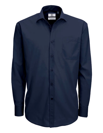 Men´s Poplin Shirt Smart Long Sleeve zum Besticken und Bedrucken in der Farbe Navy mit Ihren Logo, Schriftzug oder Motiv.
