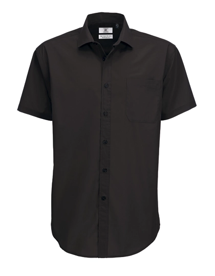 Men´s Poplin Shirt Smart Short Sleeve zum Besticken und Bedrucken in der Farbe Black mit Ihren Logo, Schriftzug oder Motiv.